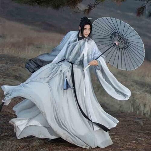 Plus Size 4XL Hanfu Men&Women Chinese Ancient Traditional Gradient Grey Hanfu Adult Cosplay Costume Hanfu Black For Men&Women
