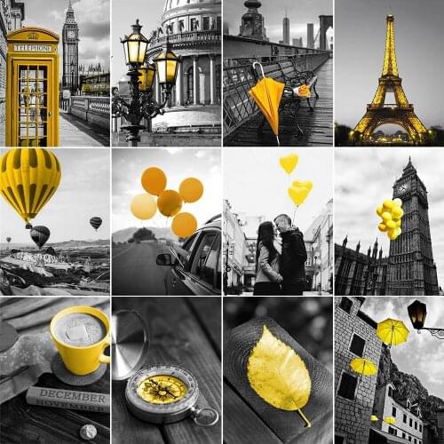 5D Diy Diamond Painting Black Yellow Simple Popular Diamond Embroidered Cross Stitch Kit Landscape Mosaic Crafts Gift