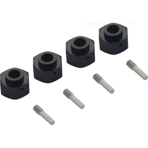 RC Car 4Pcs Metal 12mm Hex Wheel Hub Adapter with Set Screws for 1/10 RC Crawler Axial Capra 1.9 UTB SCX10 III Portal Axle Part