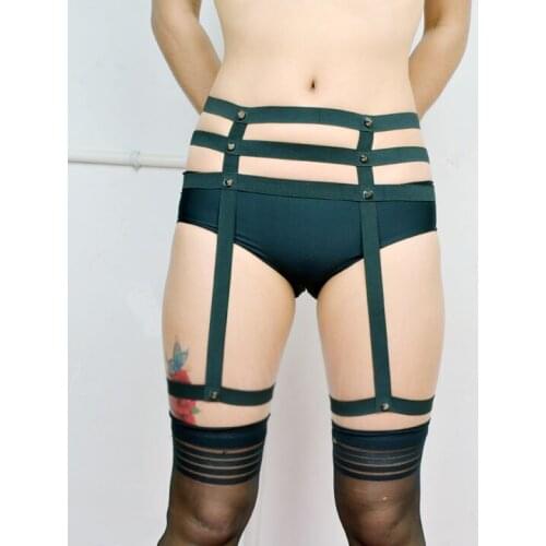 High Waist Leg Garters Harajuku Thigh Harness Leg Bondage Elastic Suspender Belt Body Cage Fetish Wear Sock Garters P0061