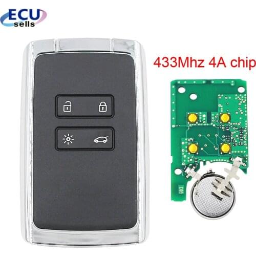 Smart Remote Key Fob 434MHz PCF7953M 4A Chip for Renault Espace 5, Megane 4, Talisman 2015-2019 FCC ID:KR5IK4CH-01