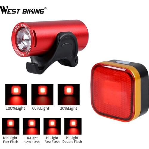 WEST BIKING Bicycle Front Light USB Rechargeable Rear Light Road MTB Handlebar Safety Light Night Running Waterproof Tail Lamp
