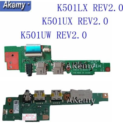 K501UX K501LX K501UW USB IO Board For Asus A501L K501 K501LX K501LB K501U A501U K51UXM cable Laptop Audio USB IO JACK Board