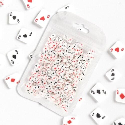 10g Poker Card Polymer Clay Heart Spades Slice For Nail Art Decorations France Charms Polish Manicure Nails Accessories RK140143