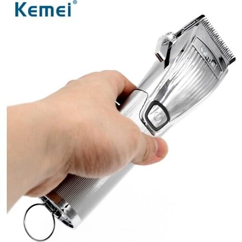 Kemei New Silver Hair Trimmer 2500mAh Large Capacity Cordless Hair Clipper Luxury 8 Limit Combs for Men Hair Cutting Machine