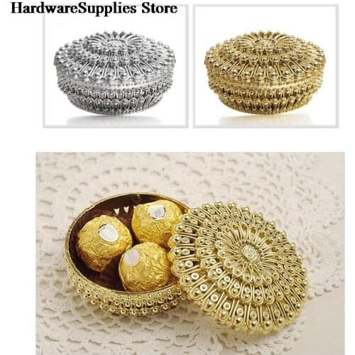 Mini Hollow Gold Foil Cake Candy Box Wedding Favor Baby Gift Treat Box Party