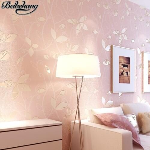Beibehang papel de parede 3D Leaves Pastoral Wallpapers Warm pink bedrooms Bedroom full floor sofa TV background wall paper