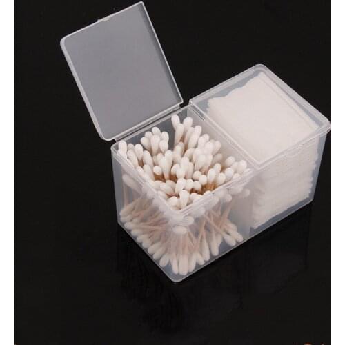 Nail Art Compartments Clear Organizer Container Gel Polish Remover Cleaning Cotton Pad Swab Box Storage Case Accessories Tool