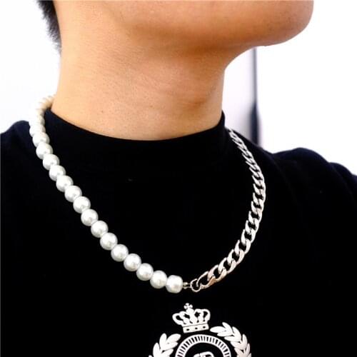 Stitching necklace men and women clavicle chain new trend retro simple round bead necklace