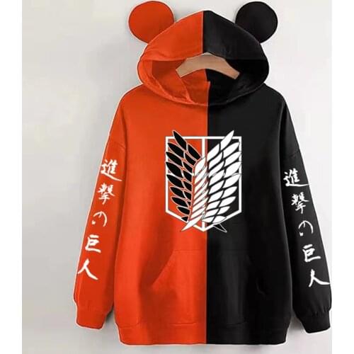 2021 Anime Attack On Titan Print Casual Christmas Hoodies for Women Girl Teens Pullover