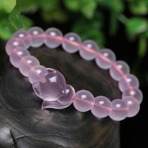 Drop Shipping wholesale Natural Pink Crystal Fox Bracelet Single Lap Hand String Bangle Gift for Womens Fashion Jewelry