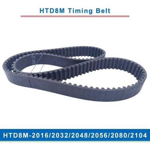 Timing belt HTD8M-2016/2032/2048/2056/2080/2104 teeth pitch 8mm circular teeth belt width 20/25/30/40mm for 8M timing pulley