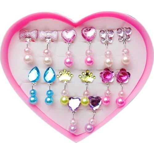 7 Pairs Girls Faux Pearl Dangle Ear Clip Earrings Non Piercing Princess Jewelry