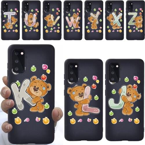 Silicone Phone Case for Samsung S8 S9 S10/S10 Plus Samsung S20/S20 Plus Bear Initial Name Pattern Anti-drop Soft TPU Cover