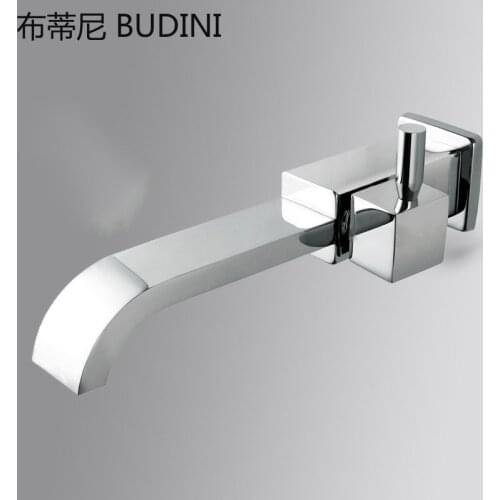 Bathroom Basin Faucet Wall Mounted Cold Water Faucet Bathtub Waterfall Spout Vessel Sink Faucet Mop Pool Tap Matte Black Square