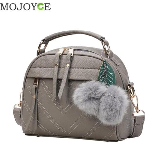 Fashion PU Leather Handbag for Women 2020 New Girl Messenger Bags with Ball Toy Bolsa Female Shoulder Bags Ladies Party Handbags