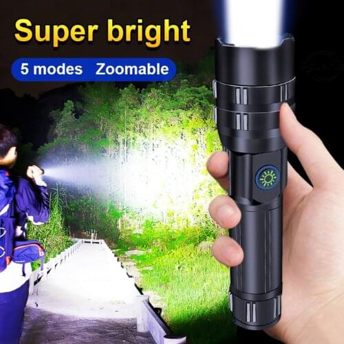 Super XHP90 Most Powerful LED Flashlight Rechargeable High Power Torch XHP50 Tactical Flash Light 18650 USB Waterproof Hand Lamp
