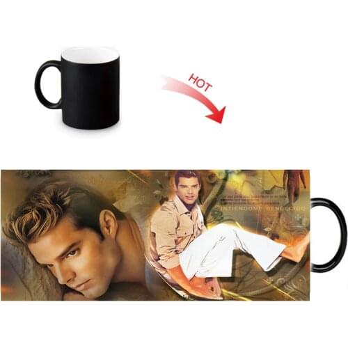 Ricky Martin Print Color Change/Changing Ceramic Mug Heat Sensitive Porcelain Mugs Coffee Tea Milk Cups