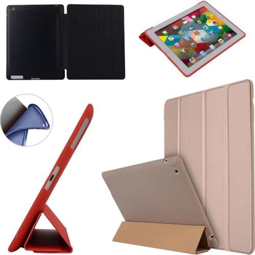 Ultra Slim Fold Soft Silicone Auto Sleep/Wake Smart Cover Leather Case Funda For Apple iPad 2 3 4 9.7 inch Tablet + Film + Pen