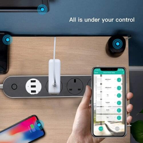 WiFi Smart Power Strip Intelligent Plug Socket Compatible Support Voice Control APP Remote Control Timer Function