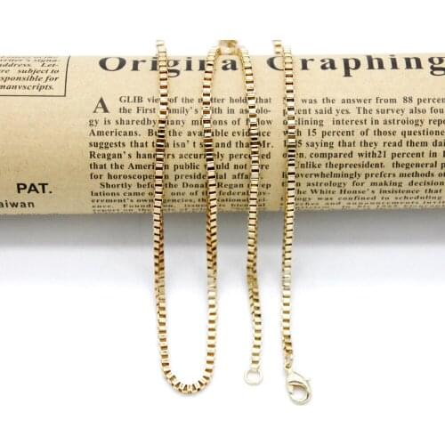 Gold Color 80cm Zinc Alloy Box Square Chains fit Pendant Necklace Jewelry NBC005-G-80