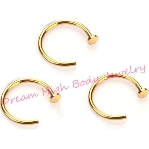 Golden Hoop Nose Rings Earring Hot Stainless Steel Body Piercing Studs Jewelry 20g or 18g diameter 6mm 8mm 10mm