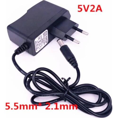 1PCS 5V2A New AC 100V-240V Converter Adapter DC 5V 2A 2000mA Power Supply EU Plug DC 5.5mm x 2.1mm