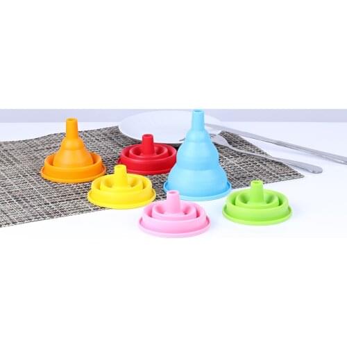 1 pcs Food grade Mini Silicone Gel Foldable Collapsible Style Funnel Hopper Kitchen garden cooking accessories tools
