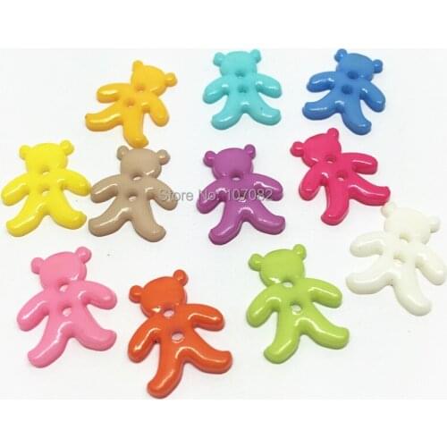 1000pcs 13x16mm Mixed Bear Buttons Plastic 2 Holes Cartoon Button For Scrapbooking Embellishments