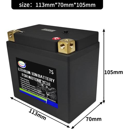 12V 7AH 280CCA Motorcycle LiFePO4 Battery 7S lithium Battery Size-113x70x105mm Jump Starter with BMS Voltage Protection