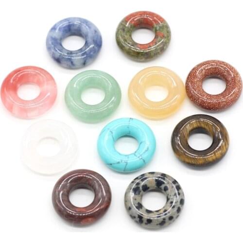 2 Pcs Natural Stone Beads Round Crystal Agates Amethysts Stone Pendant Charm Accessories for Jewelry Making Necklace Bracelet