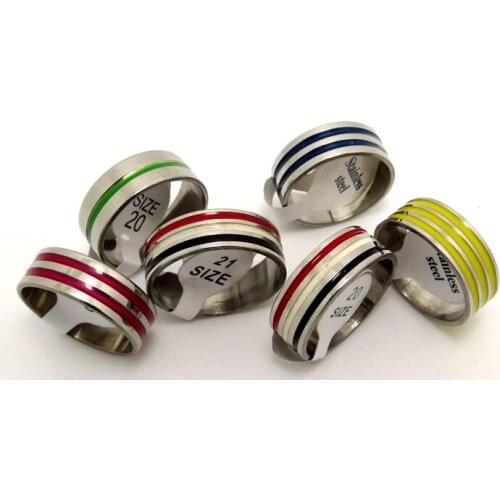 36 pcs Fashion enamel line STAINLESS STEEL RINGS Wholesale Jewerly lots Free shipping