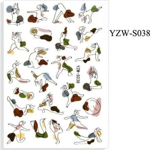 3D Nail Sticker Yoga Dancer Sporter Slider Nails Art Decoration Wraps Decals Design Adhesive Manicure Tips Stickers Pegatina