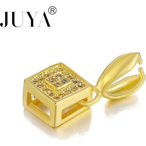 5pcs/10pcs Size 9x20mm Copper Zirconia Findings Bail Connector Bale Pinch Clasp Bail Crystal Pendant Necklace Clasps