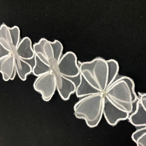 5yard double layer flowers Beaded lace Trim for clothes Lace Ribbon Decorative Trimming for curtain DIY Sewing Accessoriess