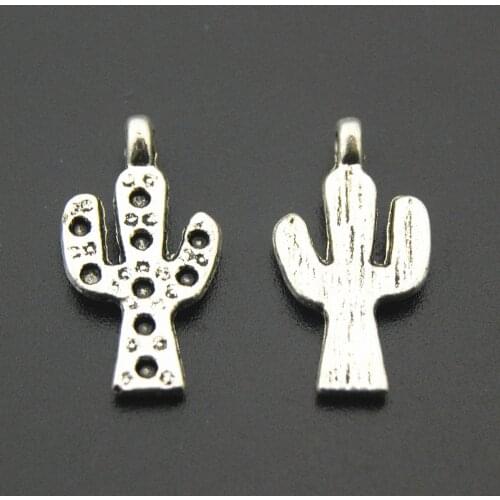 50pcs Silver Color Cactus Charms Pendants For Jewelry Making DIY Handmade Craft A2189