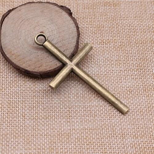 Free shipping 6pcs 76x40mm antique bronze cross charms diy retro jewelry fit Earring keychain hair card pendant accessories