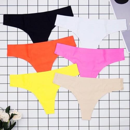 6pcs/pack Seamless Underpants Sexy Ice Silk Thongs Panties Sports Low-rise G-String Fashion Ladies Knickers S-XL Wholesale