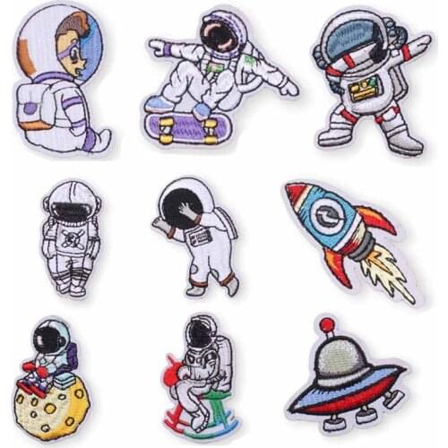 9pcs Astronaut Computer Embroidered Logo Ufo Embroidery Cloth Sticker Cartoon Diver Patch Garment Stickers