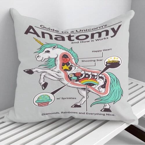 Anatomy of a Unicorn Throw Pillows Cushion Cover On Sofa Home Decor 45*45cm 40*40cm Gift Pillowcase Cojines Dropshipping