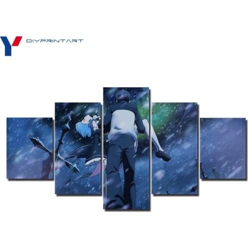 Anime Girl Rem 5 Pcs/set Wall Art Canvas Prints Anime Poster Re Zero Canvas Home Decoration A0684