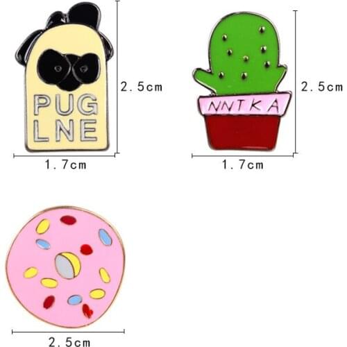 Free shipping 10pcs/ lot fashion jewelry accessories new design enamel doughnuts cactus donut brooch pin