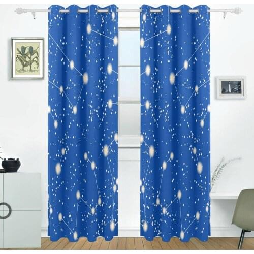 Seamless Pattern With Stars And Constellations Curtains Drapes Panels Darkening Blackout Grommet Room Divider for Patio Window