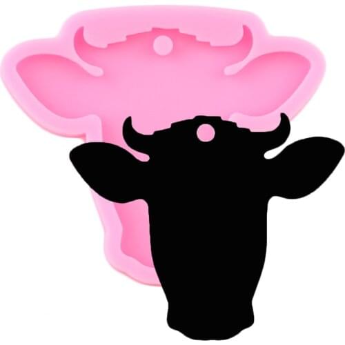 Shiny Cow Bull Head Keychains Mold Silicone Mold Polymer Clay DIY Pendant Jewelry Making Glitter Epoxy Resin Moulds