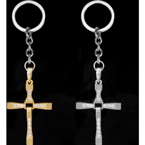 Hot Movie Fast and Furious Keychain Dominic Toretto Cross Key Chain Pendant Chaveiro Car Keyring Key Ring For Men Jewelry