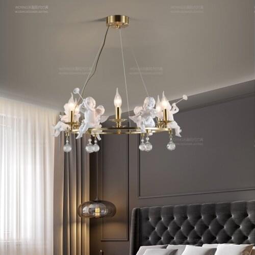 Childrens room bedroom chandelier Nordic minimalist creative art designer postmodern angel bedroom chandelier