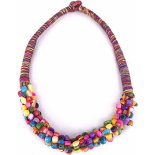 Druzy Fashion Personality Versatile Bohemian Natural Multicolor Colorful Gravel Hand-woven Necklace Beautiful Birthday Gift