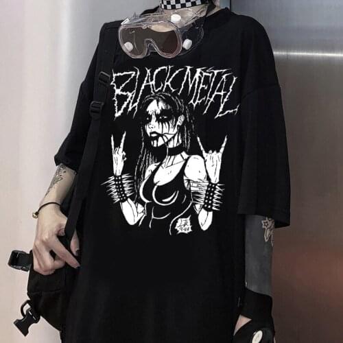 European And American Gothic Devil Funny Short Sleeve T-shirt Women Comfortable Loose Half Sleeve Top Oversized T-shirt S-3XL