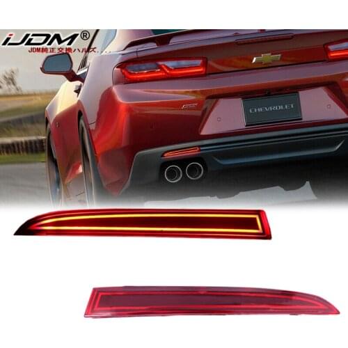 IJDM OEM 3D Optic Style LED Bumper Reflector Lights For 2016-2020 Chevy Camaro Rear Fog Lamps and Brake Tail Lights LED Lamps