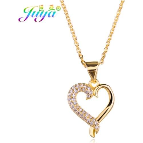 Juya 2020 Fashion Jewelry Necklace Gold /Rose Gold Simple Design Heart Pendant Necklace For Women Girls Gift Necklace